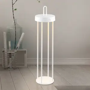 JUST LIGHT. Lampe de table LED rechargeable Anselm, blanc, 50 cm, fer