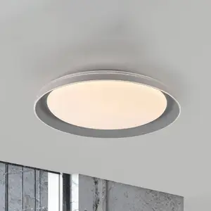 JUST LIGHT. Plafonnier LED Sati, plastique, gris pas cher
