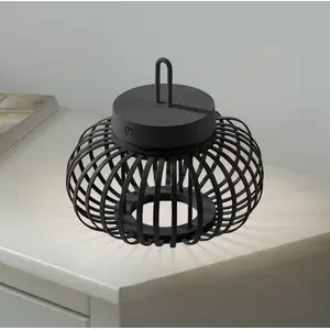 JUST LIGHT. Lampe de table LED rechargeable Akuba noir 22 cm BambouVendu parluminaire