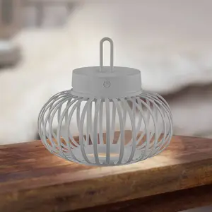 JUST LIGHT. Lampe de table LED rechargeable Akuba gris-beige 22cm bamb...Vendu parluminaire