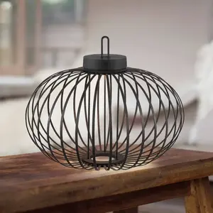 JUST LIGHT. Lampe de table LED rechargeable Akuba noir 37 cm BambouVendu parluminaire