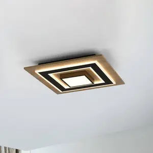 Comparateur de prix : JUST LIGHT. Plafonnier LED Tola, angulaire, à 2 lampes, bois, 3000 K
