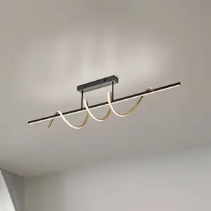 JUST LIGHT. Plafonnier LED Amanda, fer, laiton noir pas cher