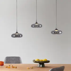 Schöner Wohnen suspension LED Posh à 3 lampes, verre fumé, 3 000 KVendu parluminaire