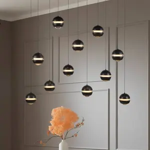 Schöner Wohnen suspension LED Lini noire à 11 lampes, longueur 3000K pas cher