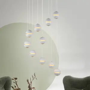 Schöner Wohnen suspension LED Lini blanche à 10 lampes rondes, 3 000 KVendu parluminaire