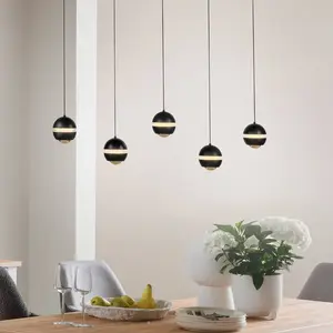 SCHÖNER WOHNEN suspension LED Lini noire à 5 lampes longue 3 000 K pas cher