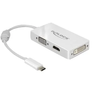 Comparateur de prix : Delock - Adaptateur vidéo externe - USB-C - DVI, HDMI, VGA - blanc