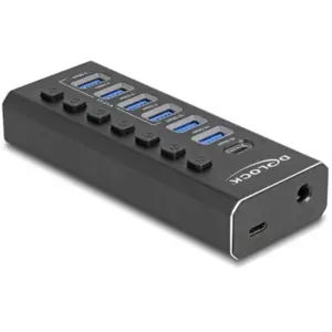 Comparateur de prix : Delock 64326 Hub USB 7P 10Gbps + Charge Rapide Commutateur LED