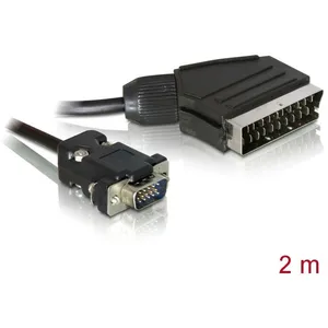 Cable péritel 21pin - vga D-Sub15 St/St 2,00m (65028) - Delock pas cher