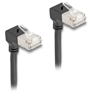 Comparateur de prix : Delock RJ45 câble de réseau Cat.6A S/FTP fin coudé 90° bas / bas 0.25 m noir