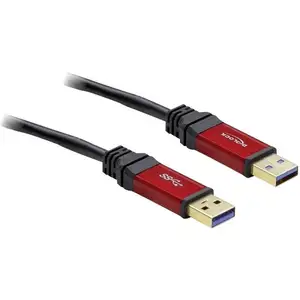 Câble usb usb 3.2 Gen1 (usb 3.0) usb-a mâle, usb-a mâle 5.00 m rouge, noir contacts dorés, certifié ul 82747 - Delock pas cher