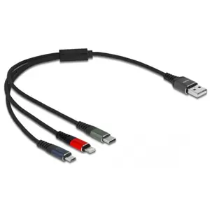 Delock 87236 câble USB 0,3 m USB 2.0 USB A Micro-USB B/Lightning/Apple 30-pin Noir, Bleu, Vert, Rouge pas cher