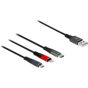 DELOCK Câble de charge USB 3 en 1 pour Lightning Micro USBUSB Type-C 1 m pas cher