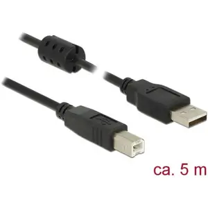 Comparateur de prix : DeLOCK 5m, USB 2.0-A/USB 2.0-B câble USB USB A USB B Noir