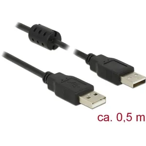 Câble USB DELOCK - 0.5m - 2xUSB 2.0-A - Double blindage - Noir pas cher