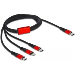 DeLOCK 86711 câble USB 1 m USB 2.0 USB C USB C/Micro-USB B/Lightning Noir, Rouge pas cher