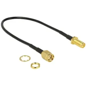 Comparateur de prix : Delock - Câble d'antenne - RP-SMA (F) pour RP-SMA (M) - 20 cm - RG-174 - noir