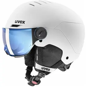 Casque Uvex Rocket blanc avec lentille miroir bleue enfant - 51-55 pas cher