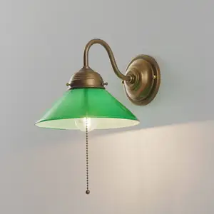 Berliner Messinglampen Applique KONRAD avec abat-jour vert pas cher