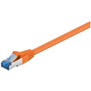 Comparateur de prix : Wentronic Goobay 93744 CAT 6a Câble de Liaison, S/FTP (PiMF), Orange, 2m Longueur
