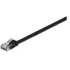 Comparateur de prix : Wentronic Goobay 95380 CAT 6 Câble de Liaison Plat, U/UTP, Noir, 1 m Longueur