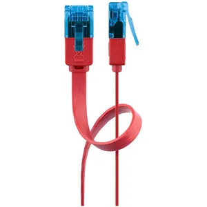 Comparateur de prix : Goobay 96300 CAT 6 A UUTP Câble de Liaison Plat, Rouge, 0.5m Longueur