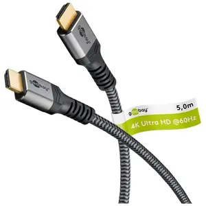 Câble hdmi  Haute Vitesse avec Ethernet, 5 m, Sharkskin Grey - connecteur hdmi  (type a) connecteur hdmi  (type a) - 5 m (64996) - Goobay