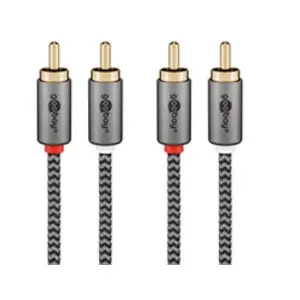 Câble audio RCA - GOOBAY - 2 RCA mâles - 0.50m - Nylon tressé - Plaqué or pas cher