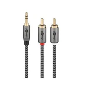 Câble audio Jack 3.5mm - GOOBAY - 2 RCA mâles - Nylon tressé - 2m - Plaqué or pas cher