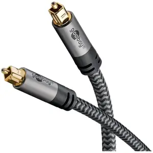 goobay Câble audio optique 65307 Toslink 5 m compatible avec barre de son, système stéréo, home cinéma, PS4, Xbox/fibre de verre/connexion dorée