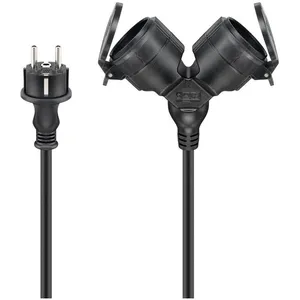 Comparateur de prix : Goobay Câble Rallonge électrique double pour l'extérieur - 5 m - Noir