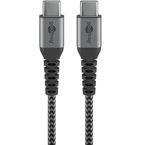 goobay 49302 Câble USB-C 10 Gbit/s Câble textile extra robuste premium avec connecteurs métalliques 1 m pas cher