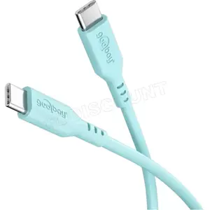 goobay USB-C vers USB-C de Câble silicone 1,5 m, turquoise - Charge rapide 60 W PD, transfert de données dede 480 Mbit/s, flexible, anti-angle, avec bride de fixation, pour Smartphones, Laptops, Consoles pas cher