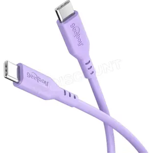 goobay USB-C vers USB-C de Câble silicone 1,5 m, violet - Charge rapide 60 W PD, transfert de données de 480 Mbit/s, flexible, anti-angle, avec bride de fixation, pour smartphones, ordinateurs portables, consoles pas cher
