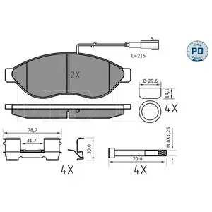 Kit de plaquettes de frein, frein à disque MEYLE-PD Quality 02524468192/PD pas cher