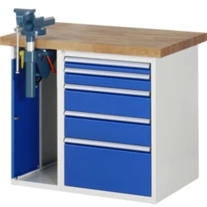 Établi Rau modèle 7511 avec 5 tiroirs et armoire LxPxH 1000x900x840mm