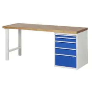 Rau établi modèle 7511 avec 5 tiroirs LxPxH 2000x700x840mm pas cher