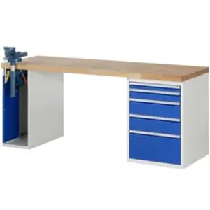 Établi Rau modèle 7511 avec 5 tiroirs et armoire LxPxH 2000x700x840mm