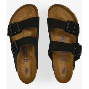Birkenstock Sandales Birkenstock Arizona Cuir Suede Soft Footbed M Bk951321 Noir - 44 pas cher