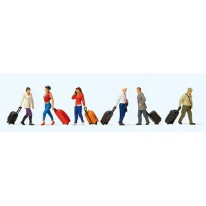 Comparateur de prix : Preiser Modélisme HO : Figurines - voyageurs marchants avec des valises à roulettes