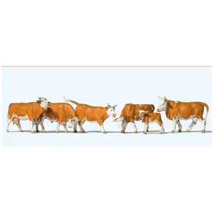 Comparateur de prix : Preiser Modélisme HO : Figurines : Set de 6 vaches marrons et blanches
