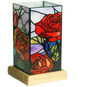 Wagner Life Lampe de table LED Art Light Rose, socle en bois, acryliqu... pas cher