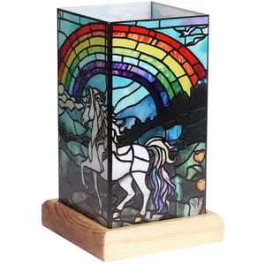 Wagner Life Lampe à poser LED Art Light Licorne, socle en bois, acryli... pas cher