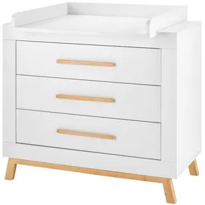 Schardt Commode Avec Plan Langer 3 Tiroirs Bois Blanc Et Pieds Htre Mi... pas cher