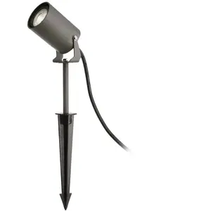 Deko-Light Spot sur piquet Spiky, Ø 6 cm, gris, orientable, IP65, GU10Vendu parluminaire