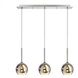 Generic Suspension led 3 points lumineux verre chromé - deko light - bunda pas cher