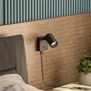 Deko-Light Spot mural CAN TILT, noir, 10 x 10 cm, métal, interrupteur USB pas cher