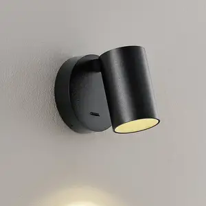 Comparateur de prix : Deko-Light Spot mural CAN TILT, noir, Ø 10 cm métal interrupteur GU10