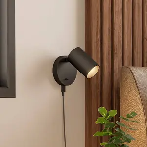 Deko-Light Spot mural CAN TILT, noir, Ø 10 cm, métal Interrupteur USB pas cher
